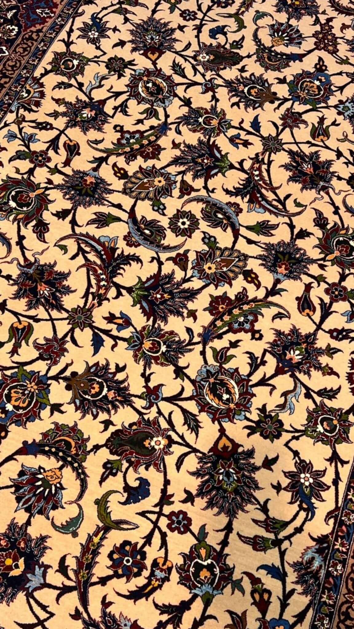 "Close-up of decorative elements in Seirafian rug by Ahmad Reza Seirafian"